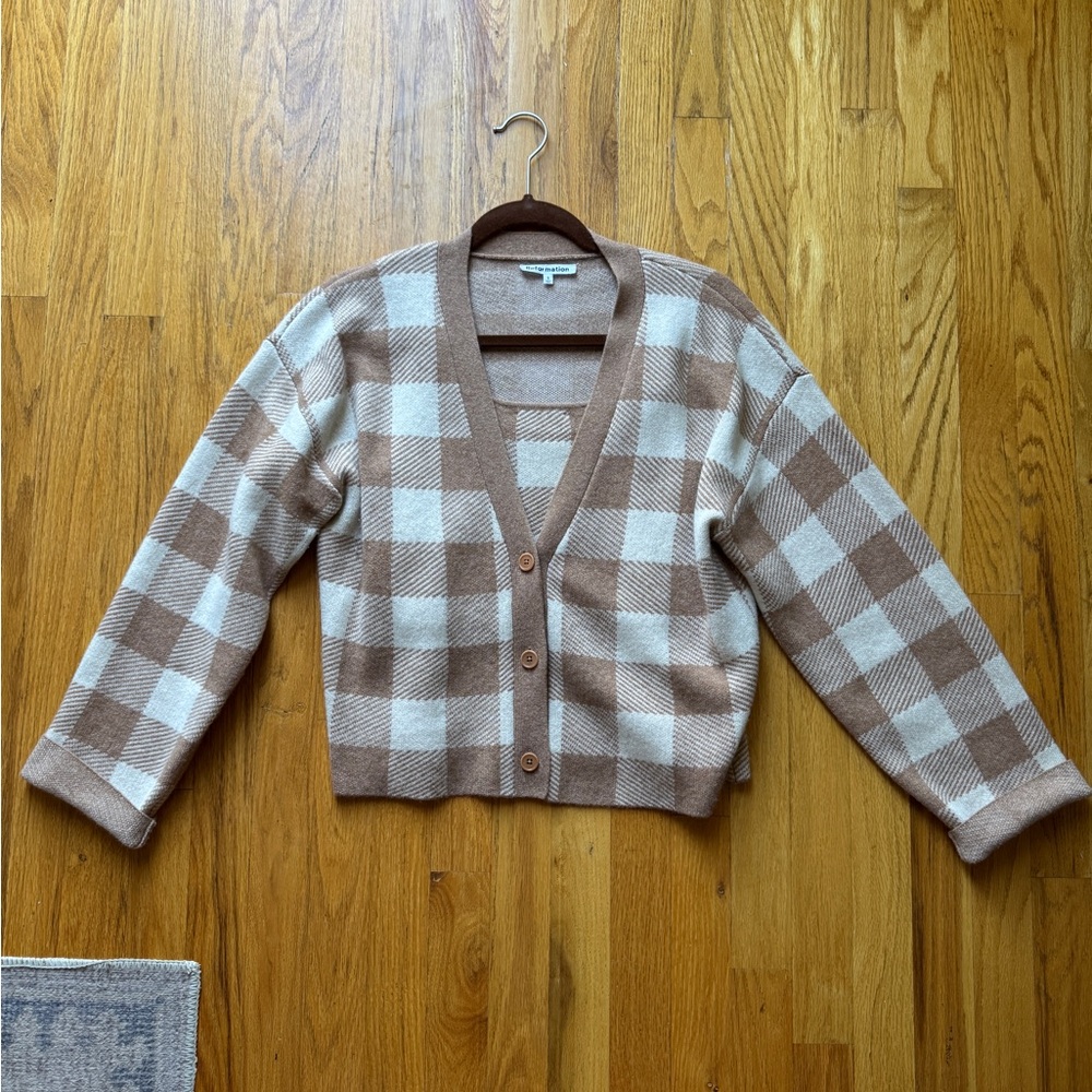 Reformation Fonte Plaid Tank and Cardigan Set